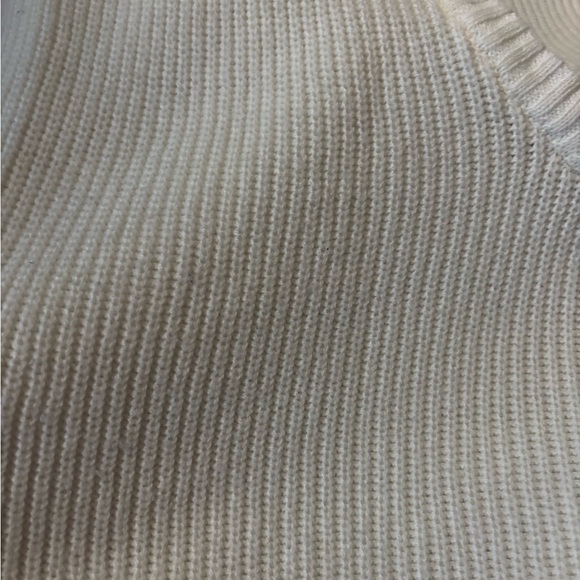 bobi Los Angeles Deep V-Neck Knit Sweater Cream Ivory Ribbed Womens Size Small - Picture 6 of 7